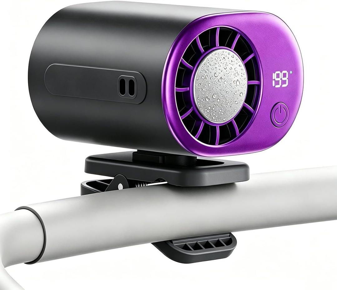 Car Clip on Air Conditioner Fan, Portable Clip On Fan with LED Display, Mini Car Fan, 199 Speeds & 360 Rotation Stroller Fan, USB Rechargeable Personal Fan for Desk, Office, Umbrella, Bike (Black)