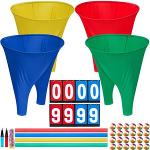 Granny Pants Yard Game Set, Family Reunion Toss and Catch Ball Giant Outdoor Game with Bouncy Balls Scoreboard Medals and Foam Sticks for Birthday Party Company Team Building