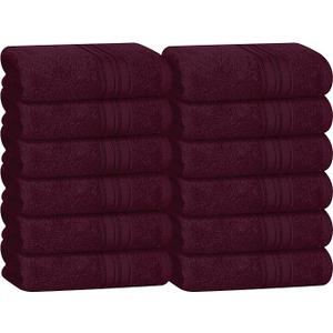 BOUTIQUO Ultra Soft Cotton 6 -Piece Hand Towel Set 16x24 Inch, Ideal for use in Bathroom, Kitchen, Gym, Spa & General Cleaning, Compact & Lightweight Multi Purpose Hand Towels - Burgundy