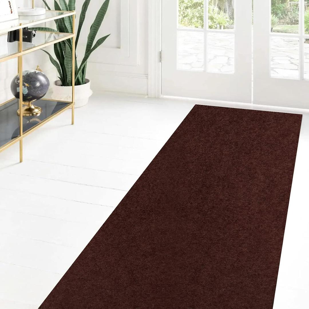 Custom Size Runner Rug 2 ft x 6 ft, 2-82ft Carpet Runners Hallway Entryway Kitchen Garage Laundry Room Area Rugs with Non-Slip Rubber Backing, Chocolate Brown