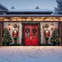 Garage Door Christmas Decorations Outdoor, Large Xmas Nutcracker Soldiers Welcome Scene Christmas Garage Door Cover for 7 x 16 Ft, Rustic Vintage Buddy Christmas for Home Wall Patio Yard Outside