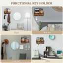 VIS'V Key Holder Wall Mount, Decorative Wooden Mail and Key Organizer with Storage Basket and Shelf, 2 Compartments, 6 Hooks, Brown