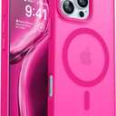 CANSHN Magnetic Compatible with iPhone 16 Pro Max Case [Compatible with Magsafe] [Translucent Matte] Slim Thin Shockproof Protective Bumper Phone Case Cover 6.9 Inch - Hot Pink