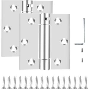 Self Closing Door Hinge, 3 inches,Auto Closing Spring Hinge with Adjustable Tension, Thickened 304 Stainless Steel Heavy Duty Door Hinges 3 inches,with Mounting Screwdriver Hardware,2 Pack (Silver)