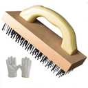 Wire Brush with Handle, Large Wire Brush for Cleaning Rust Removal Hotels Grills Welding Slags 12X8 Rows Flat Carbon Steel Wires, 1PC 