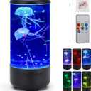 Jellyfish Lamp, 18LED 7-Color Changing Light with 5 Levels Brightness Jellyfish Aquarium fish lamp Home decor, children's birthday gift, men's and women's holiday gift, relaxing mood atmosphere (Black)