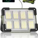 120W Solar Rechargeable Work Light, Portable Flood Light with Stand, 144 LED 10000LM Led Work Light with 4 Modes, IP66 Waterproof Outdoor Working Light for Emergency Repair Mechanic Camping (Army Green)