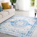 Syalife 10x14 Washable Area Rug, Ultra Soft Non-Slip, Low Pile, Stain Resistant Vintage Area Rug for Living Room, Boho Carpet for Bedroom, Dining Room, Office, Foldable Large Rugs, Blue/Multi