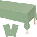 2 Pcs Sage Green Tablecloth Plastic 54 ×108 Inches Rectangle Sage Green Tablecloth Disposable Plastic Waterproof Table Cover for Outdoor Picnic, Kitchen, Holiday Birthday Wedding Baby Shower Party