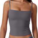 QINSEN Women's Spaghetti Strap Tank Tops Adjustable Cute Camisole Going Out Crop Tops Summer Clothes Dark Grey XS