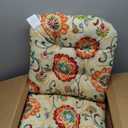 Pillow Perfect Bright Floral Indoor/Outdoor Chair Seat Cushion Tufted, Weather, and Fade Resistant, 19" x 19", Tan Fanfare 2 Count