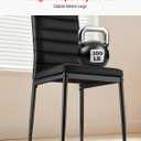 VEVOR Modern Dining Room Accent Chairs Set of 4, Upholstered Leather Side Chair for Living Room, Space-Saving Kitchen Chair with Thick Cushions and Metal Legs, Black
