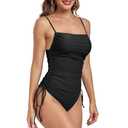 Zando Swim Suits for Women 2024 Tummy Control Bathing Suits Shapewear Swimsuit Halter Sexy One Piece Swimsuit Square Neck Cute Modest Vintage Slimming Retro Ruched Swimwear Black 4-6