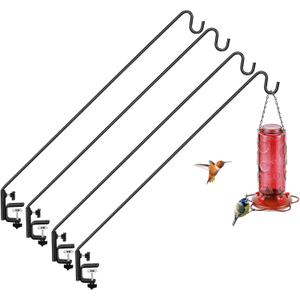 ERYTLLY 4 Packs 3 Inch Clamp 28" Long Deck Hook for Hanging Bird Feeder, Plants, Suet Baskets,Wind Chimes,Lanterns and More