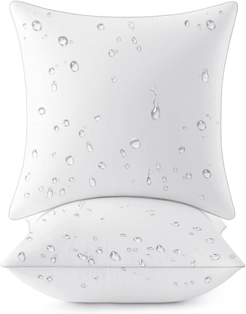 MIULEE Pack of 2 18x18 Outdoor Pillow Inserts, Waterproof Decorative Square Throw Pillow Inserts for Patio Sofa Garden Porch Couch