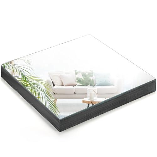 Suwimut Set of 4 Square Mirror Candle Plates, 12x12 Inch Frameless Glass Mirror Trays Wall Mounted Glass Mirrors Tiles for Table Centerpieces, Wedding Party Decorations, Wall Decor, Crafts, 1.7mm