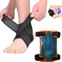 BodyMoves Kid's Ankle Brace Support Plus Hot and Cold Ice Pack (Sporty Black, MED for Big Kids (US 3.5-7))