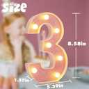 4 x LED Marquee Numbers, Small Light Up Numbers for Party, 8.58 Inch Battery Powered Lighted Number for Birthday, Night Light, Table or Home Decor (Pink Glitter, Number 3)
