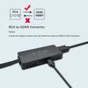 RCA to HDMI Converter, AV to HDMI Adapter Support 1080P, PAL/NTSC Compatible with WII/WII U/PS one/PS2/PS3/STB/Xbox/VHS/VCR/Blue-Ray DVD ect.