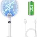 Fly Swatter and Bug Zapper 2-in-1 - Rechargeable Mosquito Zapper with Kill Counter, High-Voltage Fly Killer and UV Light Mosquito Trap for Indoor and Outdoor Pest Control