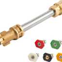 Replacement for Pressure Washer Gun Adapter Ryobi, Portland, Greenworks, Husky, Replacement wand with 5 Nozzle Tips, 1/4 Inch Quick Connector Silver
