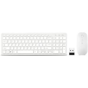 Wireless Keyboard Mouse Combo - Rechargeable, Quiet, Compact Design with Number Pad, 2.4 GHz USB Receiver, Slim Keyboard and Ergonomic Mice Set for Windows Computer Desktop PC Laptop -Silver White