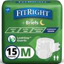 Medline MTB80300Z Extended Wear Overnight Adult Brief with Tabs, Maximum Absorbency, Medium, Pack of 15 (White, M)
