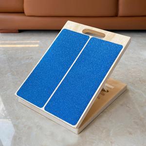 Adjustable Foot Incline Wooden Slant Board for Calf Stretching,440lb Capacity, Balance Velour Stretcher Ankle Stretch Knee Leg Boards Squats Wedge Exercise Pilates Fitness Portable Equipment(Blue)