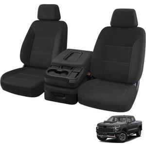 Front Seat Covers Replace for 2019-2025 Chevy Silverado 1500 and GMC Sierra 1500, Knitted Fabric Composite Soft Foam Lining Airmesh Breathable Seat Cover