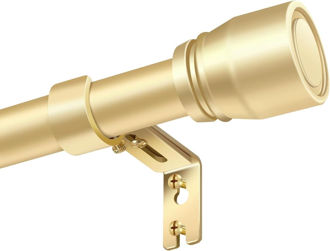 1” Diameter Curtain Rods Itself is 30 to144 inch 1 Pack Fit 30-142 inch, 66 to 120 inch Window with Heavy Duty Adjustable Rod Gold Curtain Splicing Metal Extra Long Curtain Rod for Windows