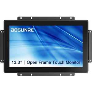 FHD Industrial Touch Monitor, 13.3 Inch Open Frame Touch Screen Display, 10-Point Capacitive Touch Monitor, VESA & Open-Frame Bracket Mounting for Kiosk and Mounting