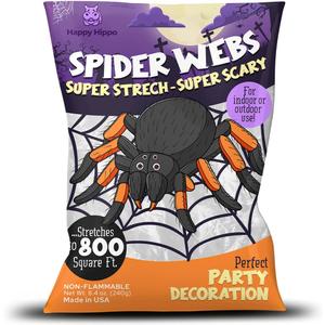 Halloween Spider Web Decoration, 800 Sqare Feet & Plastic Spiders, Halloween Party Supplies, Spider Webs (Large, 800 Sq Feet)
