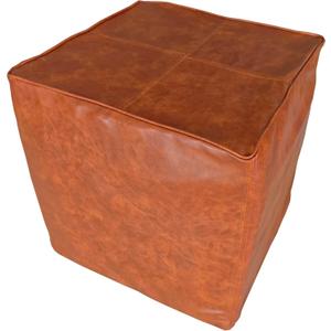 Faux Leather Pouf Cover,Unstuffed Pouf Ottoman Square,17.7x17.7x17.7 Mid-Century Moroccan Large Floor Storage Foot Rest Bean Bag for Living Room Bedroom,Brown
