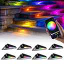 SLARY 8 Pack 7 inch RGB LED Hardscape Lighting Step Lights Retaining Wall Lights with Color Changing & Warm White Mode Low Voltage Landscape Paver Lights Waterproof Deck Lights for Outside Stairs