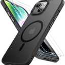 Miracase Magnetic for iPhone 14 Plus Case 6.7 inch (Compatible with MagSafe)（with 2X Screen Protectors） Military-Grade Protection, Anti-Fingerprint Translucent Matte Phone Case Cover, Black