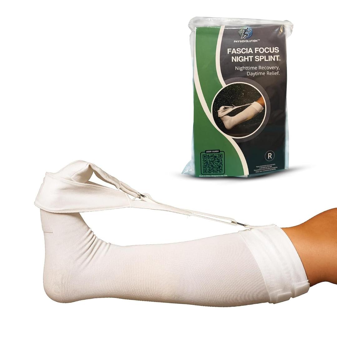 Physiovolution Plantar Fasciitis Night Splint Sock for Sleeping – Soft Sleeve (Not Hard Boot) – Adjustable Toe Strap for Gentle Dorsiflexion Stretch – Heel Spur & Morning Heel Pain Relief – Regular (Men 5–10 / Women 6.5–11.5; Calf 11–15.5”)