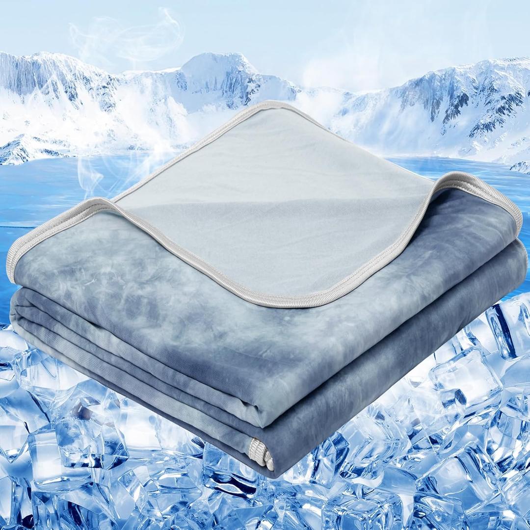 inhand Cooling Throw Blanket (50"x60"), Cooling Blankets for Hot Sleepers, Absorbs Heat to Keep Adults Cool for Summer Nights Sweats, Thin Cold Lightweight Blanket for Couch Bed, All Season Use