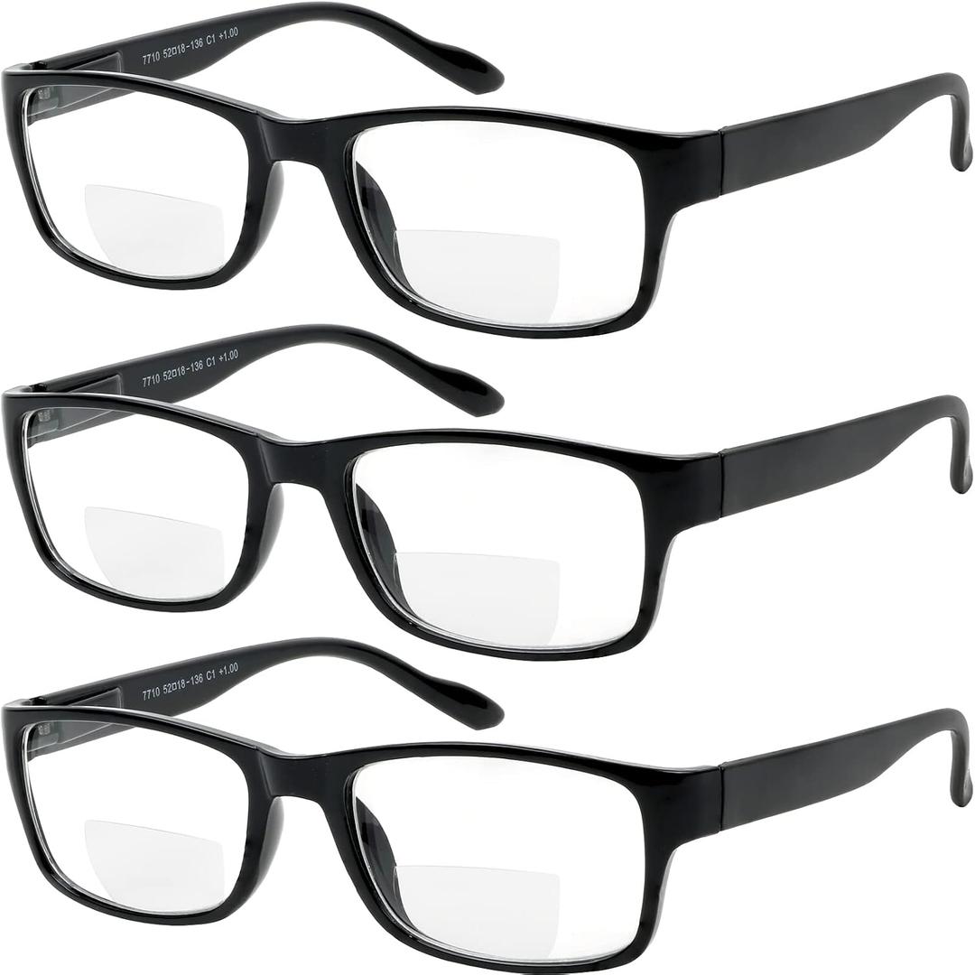 Yogo Vision Bifocal Reading Glasses for Men and Women Rectangle MultiFocal Readers with Spring Hinges Retro Design