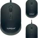YUMQUA M104 Wired Computer Mouse 2 Pack, Silent Optical USB Corded Mouse Mice Bulk for Laptop PC Chromebook, Black