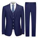 Cooper & Nelson 3 Piece Mens Suit Set, 2 Button Slim Fit Suit for Men, Jacket, Vest, Pants and Tie Navy Blue XL