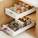 HBL' 2 Pack | 21" Deep Pull Out Cabinet Organizer Adhesive, 10-Inch Wide Sturdy Carbon Steel Roll-Out Drawers, Designed for Frameless Cabinets, Slide-Out Shelves for Pantry.