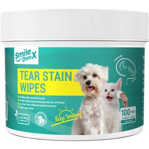 Eye Wipes for Dogs & Cats, Hypoallergenic Pet Eye Wipes, Soothing Cleansing Eye Wash Pads for Gently Remove Eye Debris, Discharge, Mucus Secretions-100 ct