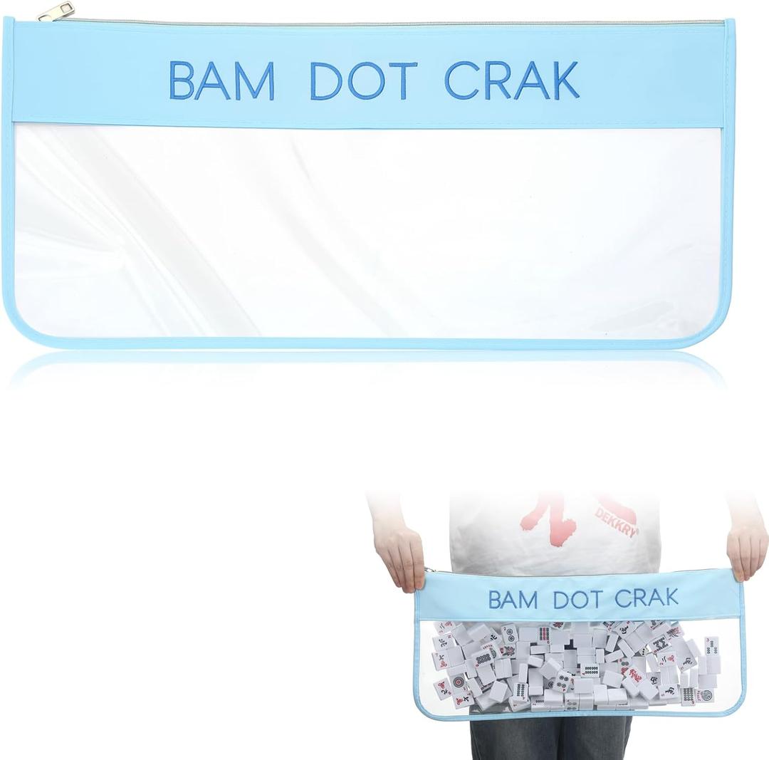 1 PCS American Mahjong Bag - Empty Mahjong Tiles Bag Only with Zippered & Letters, Case Only (Blue,Bam Dot Crack)