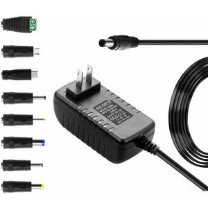 9V 2A Power Supply Adapter 9 Volt 2A 18W Switching Charger AC 100V-240V to DC 9V 2000mA 1500mA 1000mA 900mA 800mA 700mA 600mA 500mA 400mA 300mA Adapter with 8 DC Tips Transformer Wall Charger