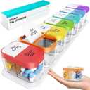 Odaro Extra Large Weekly Pill Organizer, XL Pill Box 7 Day Am Pm, Jumbo Medicine Organizer 2 Times A Day to Hold Daily Medicine Vitamin and Supplements - Rainbow