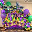 8X6FT Mardi Gras Backdrop Purple Gold Mask Mardi Gras Party Decorations Carnival Birthday Masquerade Photography Background Wedding Dress-up Party Banner Photo Shoot Props