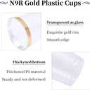 N9R 72PCS Gold Plastic Cups, 12OZ Clear Plastic Cups with Gold Rim, Disposable Cups Perfect for Parties, Wedding and Birthday