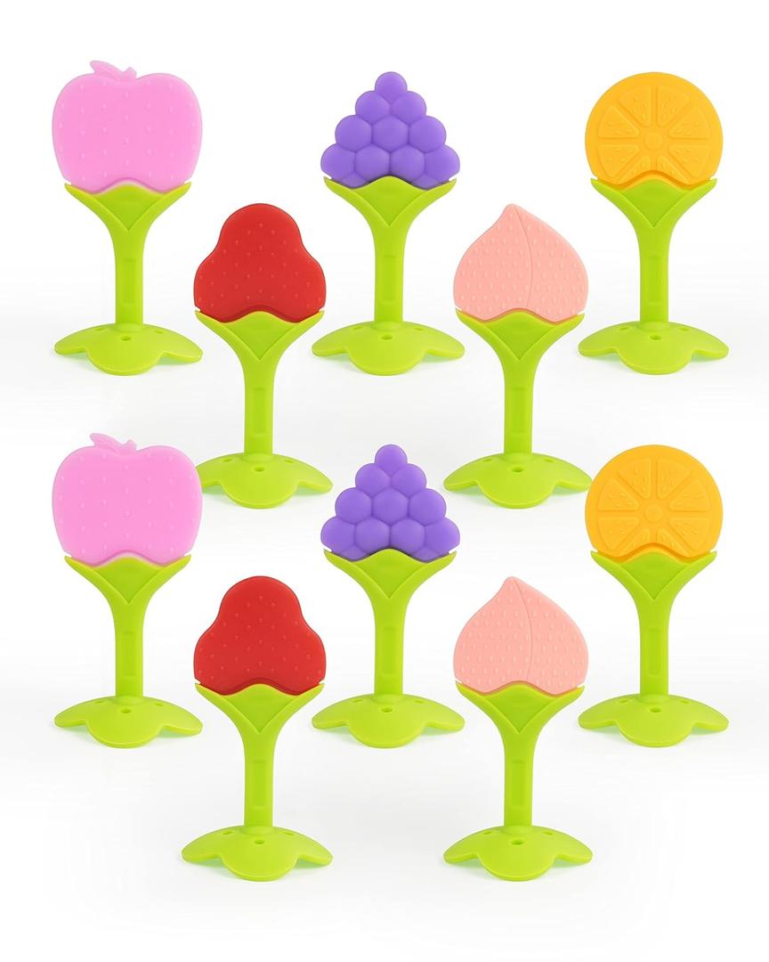 Teething Toys for Babies, 5 Pack Silicone Baby Teethers, Frozen Baby Teething Toys, Fruit Shape, BPA-Free, Natural Organic Soft & Textured Teething Toys for Babies, 5 Pack Silicone Baby Teethers, Frozen Baby Teething Toys, Fruit Shape, BPA-Free, Natural Organic Soft & Textured