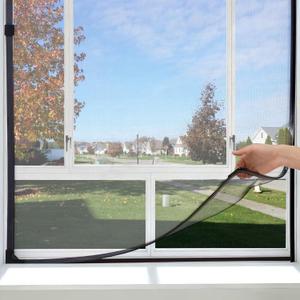 Black Magnetic Window Screen Adjustable Window Net 44x 48 Fiberglass Window Screen Mesh for House Windows with Magnets