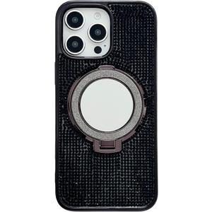 Caseative for iPhone 16 Pro Max Case,Glitter Bling Diamond Mirror with Stand Holder Magnetic Compatible with MagSafe Wireless Charging (Black,16 Pro Max)